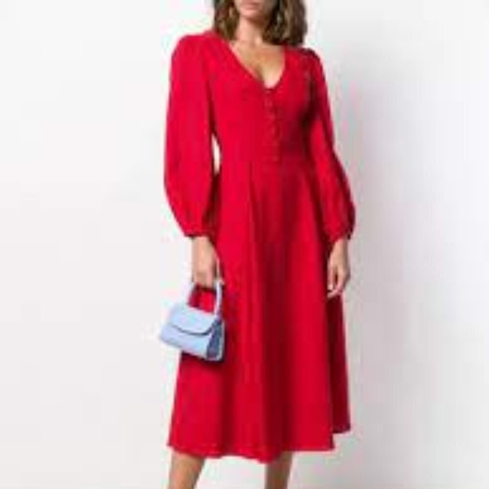 Staud Veronica Stretch Cotton Poplin Red Dress Women Size 6